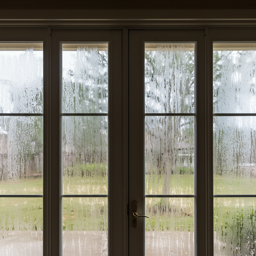 Foggy glass and misaligned French doors in a Houston home needing professional repair